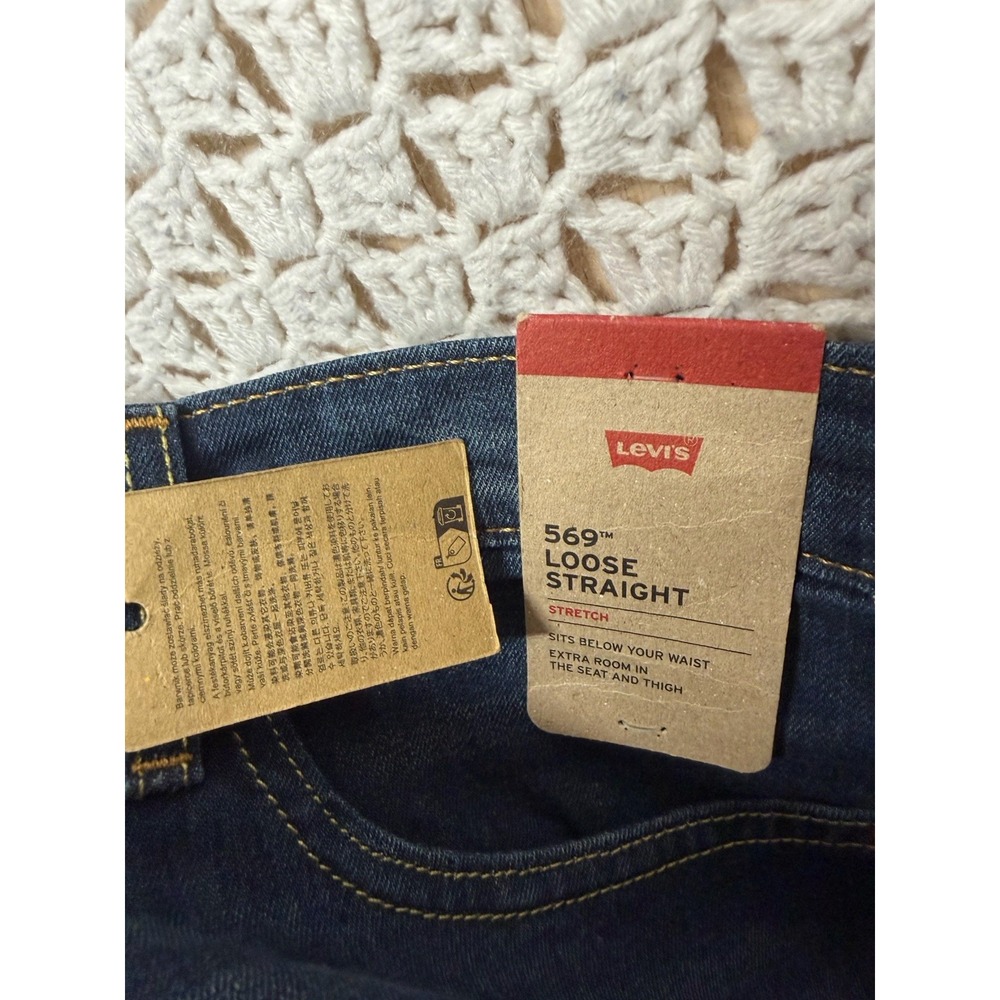 Levis 569 Jeans Mens Tag 38x36 Fits 40x35 Blue Denim Loose Straight NWT - Picture 9 of 13